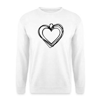 Lebkuchenherz handgezeichnet - Unisex Pullover - Weiß - Vorne - Alina (178cm) & Michal (187cm)
