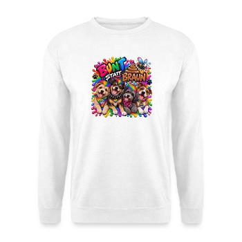 Bunt statt Braun: Hundevielfalt - Unisex Pullover - Weiß - Vorne - Alina (178cm) & Michal (187cm)