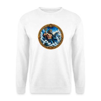 Poseidon auf rauen Wellen - Unisex Pullover - Weiß - Vorne - Alina (178cm) & Michal (187cm)
