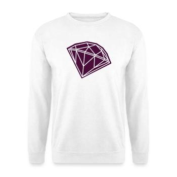 Geometrischer Diamant in Lila - Unisex Pullover - Weiß - Vorne - Alina (178cm) & Michal (187cm)