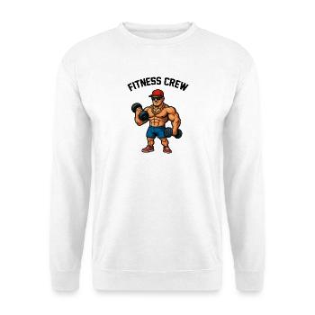Kraftheld Cartoon Gym Bodybuilder - Unisex Pullover - Weiß - Vorne - Alina (178cm) & Michal (187cm)