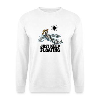 Just Keep Float Skelett sommer lustiger Spruch - Unisex Pullover - Weiß - Vorne - Alina (178cm) & Michal (187cm)