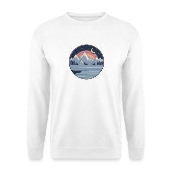 Mondnacht Bergsee Panorama - Unisex Pullover - Weiß - Vorne - Alina (178cm) & Michal (187cm)