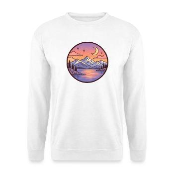 Mondsee Berglandschaft - Unisex Pullover - Weiß - Vorne - Alina (178cm) & Michal (187cm)
