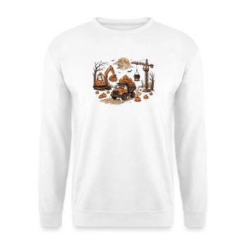 Bau-Halloween-Shirt für Kinder - Unisex Pullover - Weiß - Vorne - Alina (178cm) & Michal (187cm)