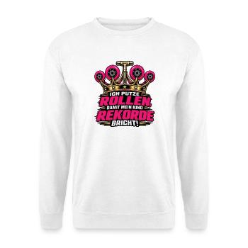 Ich putze Rollen Skater Eltern - Unisex Pullover - Weiß - Vorne - Alina (178cm) & Michal (187cm)