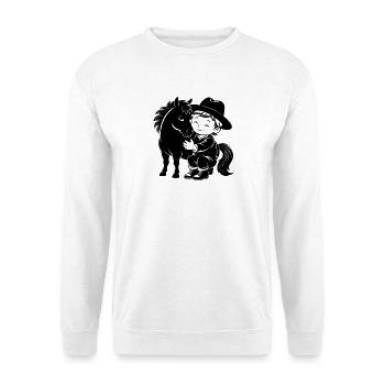 Cowboyboy-Pony - Unisex Pullover - Weiß - Vorne - Alina (178cm) & Michal (187cm)