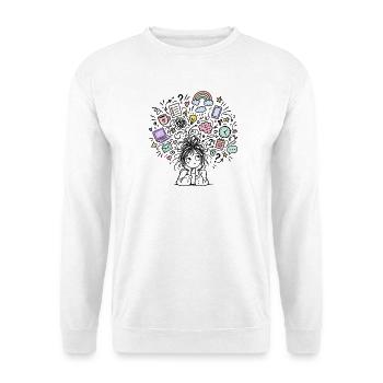 adhs-brain - Unisex Pullover - Weiß - Vorne - Alina (178cm) & Michal (187cm)
