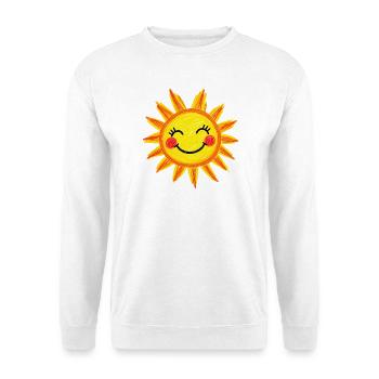 Lächelnde Sonne Crayon-Stil - Unisex Pullover - Weiß - Vorne - Alina (178cm) & Michal (187cm)