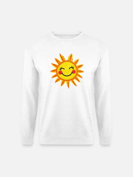 Lächelnde Sonne Crayon-Stil - Unisex Pullover - Weiß