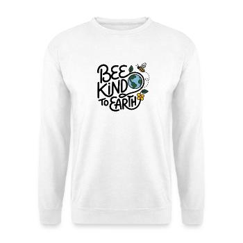 Bee Kind to Earth – Abeille & Terre Écologique - Unisex Pullover - Weiß - Vorne - Alina (178cm) & Michal (187cm)