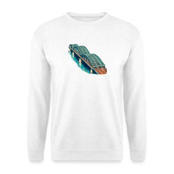 Hohenzollernbrücke Retro - Unisex Pullover - Weiß - Vorne - Alina (178cm) & Michal (187cm)