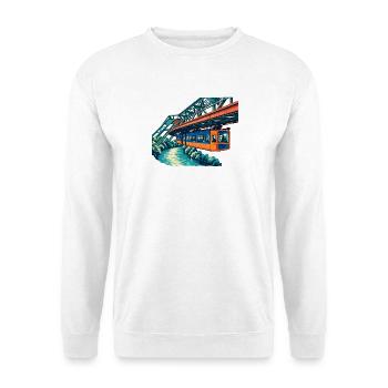 Wuppertaler Schwebebahn Retro - Unisex Pullover - Weiß - Vorne - Alina (178cm) & Michal (187cm)