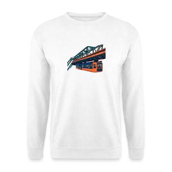 Wuppertaler Schwebebahn Risograph - Unisex Pullover - Weiß - Vorne - Alina (178cm) & Michal (187cm)