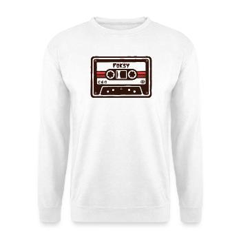 Retro C60 Kassetten-Comic-Kunst - Unisex Pullover - Weiß - Vorne - Alina (178cm) & Michal (187cm)
