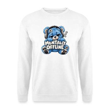 Mentally Offline Plüschbär - Unisex Pullover - Weiß - Vorne - Alina (178cm) & Michal (187cm)
