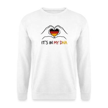 Es liegt in meiner DNA Deutschland - Unisex Pullover - Weiß - Vorne - Alina (178cm) & Michal (187cm)