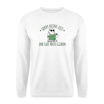 Gartenarbeit Der Chef muss gießen Hobbygärtner - Unisex Pullover - Weiß - Vorne - Alina (178cm) & Michal (187cm)
