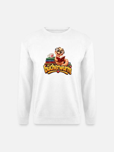 Bücherwurm im Bücheruniversum - Unisex Pullover - Weiß