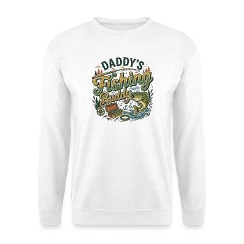 Daddy's Fishing Buddy Outdoor-Campingsee - Unisex Pullover - Weiß - Vorne - Alina (178cm) & Michal (187cm)