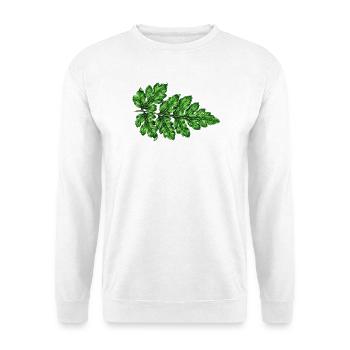 Grüne Blattstruktur Botanischer Druck - Unisex Pullover - Weiß - Vorne - Alina (178cm) & Michal (187cm)