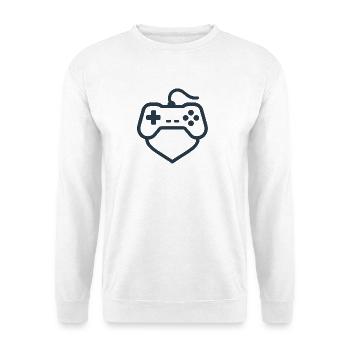 Retro Controller Silhouette – Clean Gamer-Shirt - Unisex Pullover - Weiß - Vorne - Alina (178cm) & Michal (187cm)