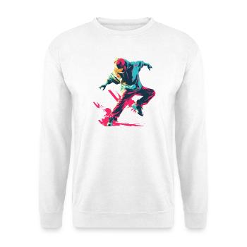 B-Boy Cartoon Stil - Unisex Pullover - Weiß - Vorne - Alina (178cm) & Michal (187cm)