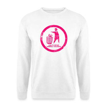 Gegen Rechts - Halte deine Umwelt sauber - FCK NZS - Unisex Pullover - Weiß - Vorne - Alina (178cm) & Michal (187cm)