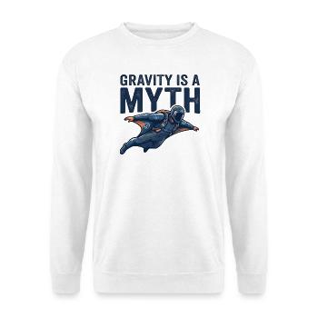 Gravität Mythos – Astronautenflug - Unisex Pullover - Weiß - Vorne - Alina (178cm) & Michal (187cm)
