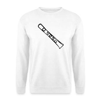 Blockflöte handgezeichnet - Unisex Pullover - Weiß - Vorne - Alina (178cm) & Michal (187cm)