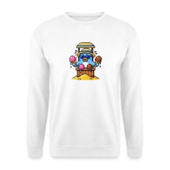 Pinguin Eisverkäufer Wüste Lustig 32 Bit  - Unisex Pullover - Weiß - Vorne - Alina (178cm) & Michal (187cm)