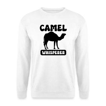 Kamel Flüsterer - Unisex Pullover - Weiß - Vorne - Alina (178cm) & Michal (187cm)