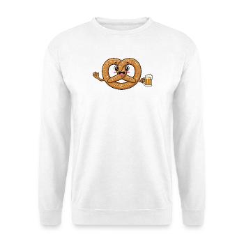 Brezn-Alarm – Brezel Wiesen Bierfest - Unisex Pullover - Weiß - Vorne - Alina (178cm) & Michal (187cm)