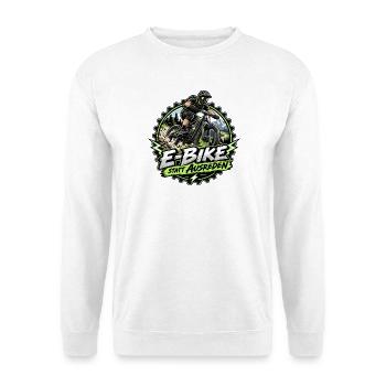 E-Bike statt Ausreden – MTB Fahrrad - Unisex Pullover - Weiß - Vorne - Alina (178cm) & Michal (187cm)