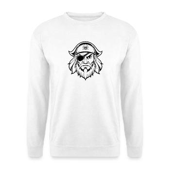 Piratenkopf - Unisex Pullover - Weiß - Vorne - Alina (178cm) & Michal (187cm)