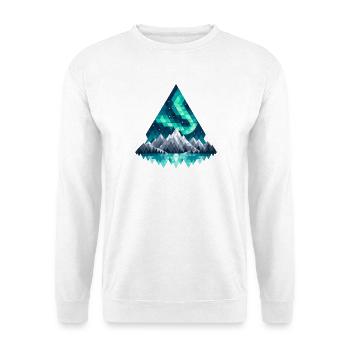 Geometrische Bergkette in Teal - Unisex Pullover - Weiß - Vorne - Alina (178cm) & Michal (187cm)