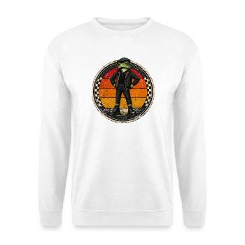  Vintage Frosch, Ska-Reggae Rock-Music Ska-Punk, - Unisex Pullover - Weiß - Vorne - Alina (178cm) & Michal (187cm)