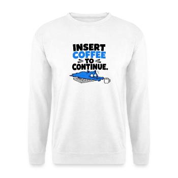 Humor Café Informatique "KAFFEE EINFÜGEN" - Unisex Pullover - Weiß - Vorne - Alina (178cm) & Michal (187cm)