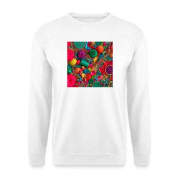 Farbige Stiche: Textilwerkstatt Sparkle - Unisex Pullover - Weiß - Vorne - Alina (178cm) & Michal (187cm)