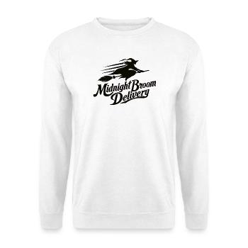Mitternachtsbesen Lieferung - Unisex Pullover - Weiß - Vorne - Alina (178cm) & Michal (187cm)