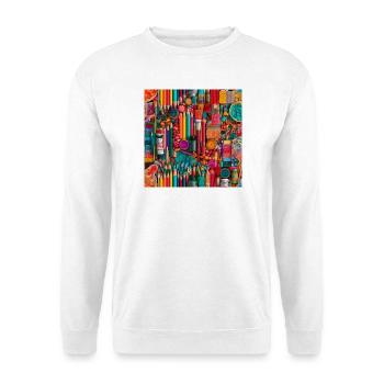 Shiny Burst Werkstatt - Unisex Pullover - Weiß - Vorne - Alina (178cm) & Michal (187cm)