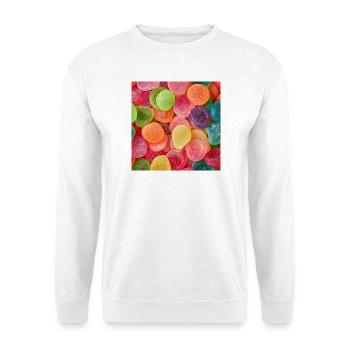 Kandierte Regenbogengummibärchen - Unisex Pullover - Weiß - Vorne - Alina (178cm) & Michal (187cm)
