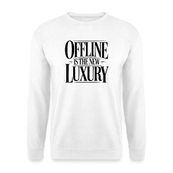 Offline ist der neue Luxus - Unisex Pullover - Weiß - Vorne - Alina (178cm) & Michal (187cm)