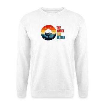 Je breiter, desto besser – Fotodesign - Unisex Pullover - Weiß - Vorne - Alina (178cm) & Michal (187cm)