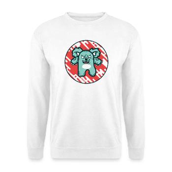 Drop Bear Attack: Fette Comic-Kunst - Unisex Pullover - Weiß - Vorne - Alina (178cm) & Michal (187cm)