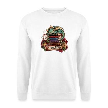 Bücherstapel Drachenfreund - Unisex Pullover - Weiß - Vorne - Alina (178cm) & Michal (187cm)