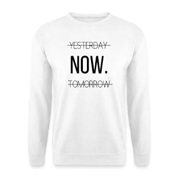 Gestern. JETZT. Morgen. - Unisex Pullover - Weiß - Vorne - Alina (178cm) & Michal (187cm)