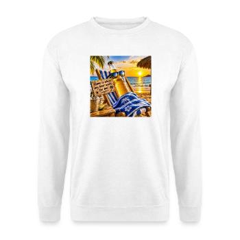Strandbier Sich zu Hause fühlen - Unisex Pullover - Weiß - Vorne - Alina (178cm) & Michal (187cm)