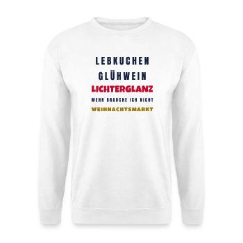 Weihnachtsmarkt Lebkuchen Glühwein Lichterglanz - Unisex Pullover - Weiß - Vorne - Alina (178cm) & Michal (187cm)