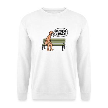 Lustiger verrückter Cartoon – Witz über imaginäre Freunde - Unisex Pullover - Weiß - Vorne - Alina (178cm) & Michal (187cm)